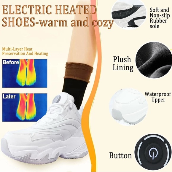Heated Sneakers for Women - Rechargeable Electric Heated Shoes w/ 3 settings - Picture 6 of 6